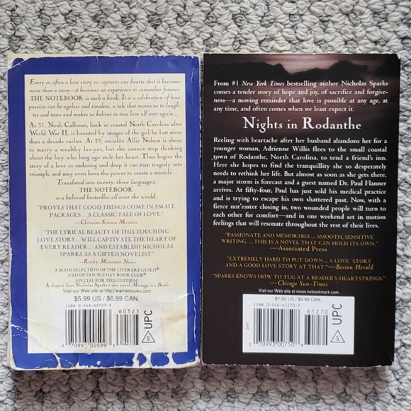 BOOKS--2 Nicholas Sparks Paperback - Picture 2 of 3